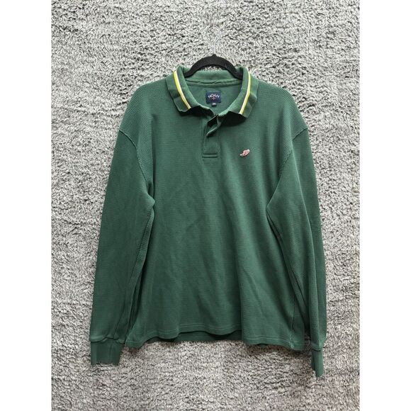 NOAH NYC Pique Polo Long‎ Sleeve XXL Green Outdoors Casual Embroidered Heavy - Picture 1 of 9